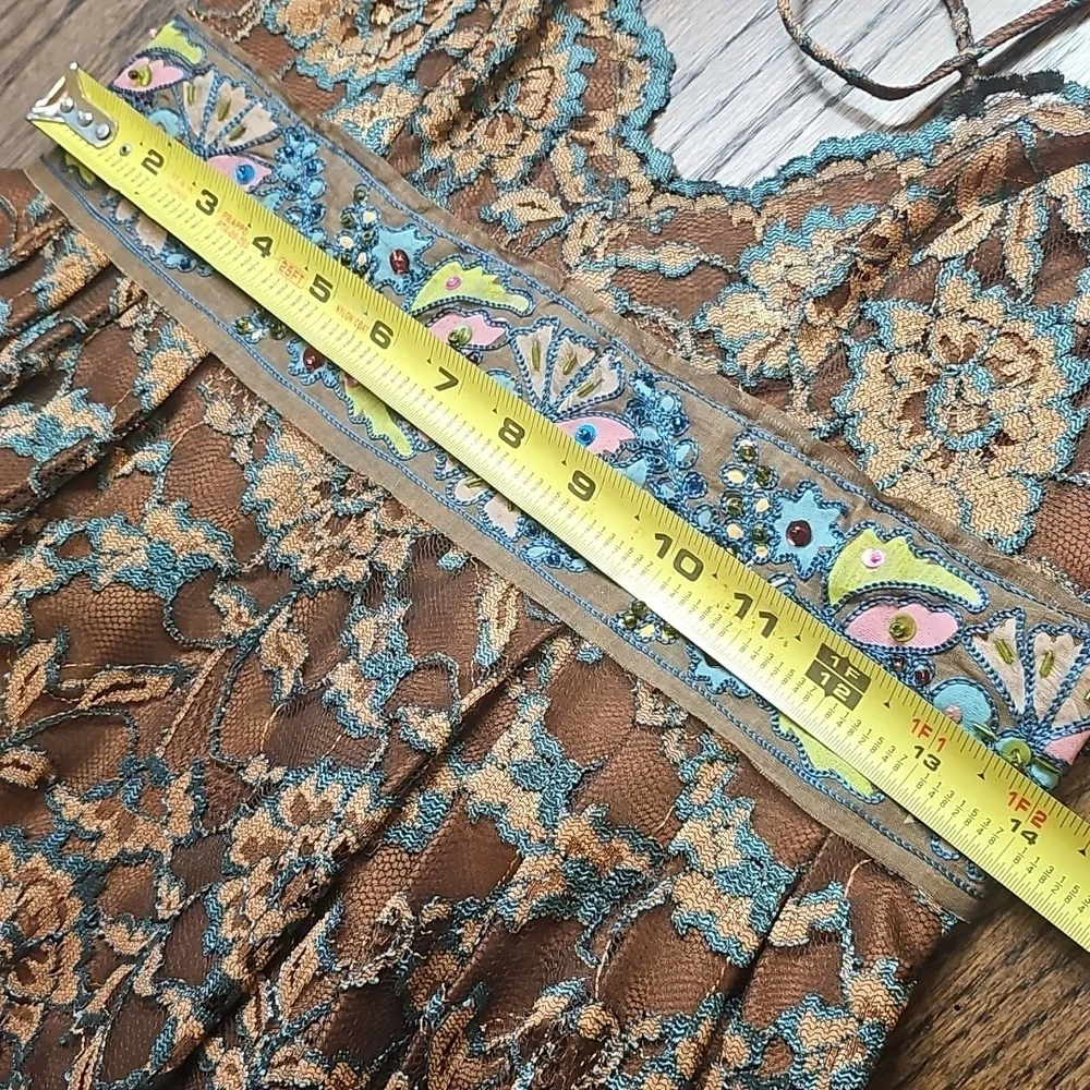 Anna Sui Brown and Blue Pleated Sundress - Picture 8 of 8